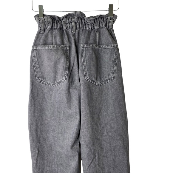 Zara Super High Rise Paperbag Waist Mom Boyfriend Engineering Crop Jeans Size 0 - Picture 9 of 13